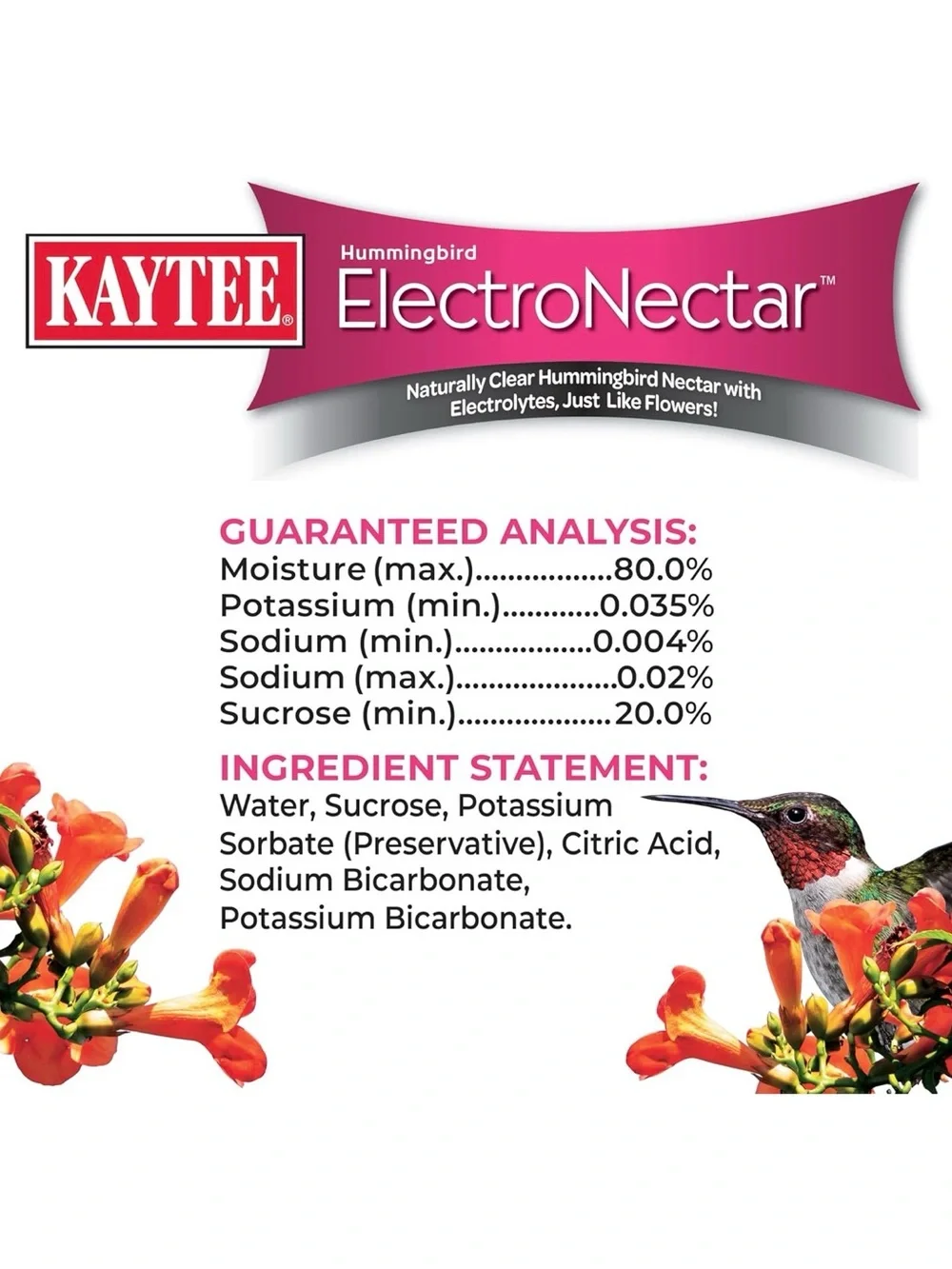 Kaytee Clear ElectroNectar Hummingbird Nectar Bottle